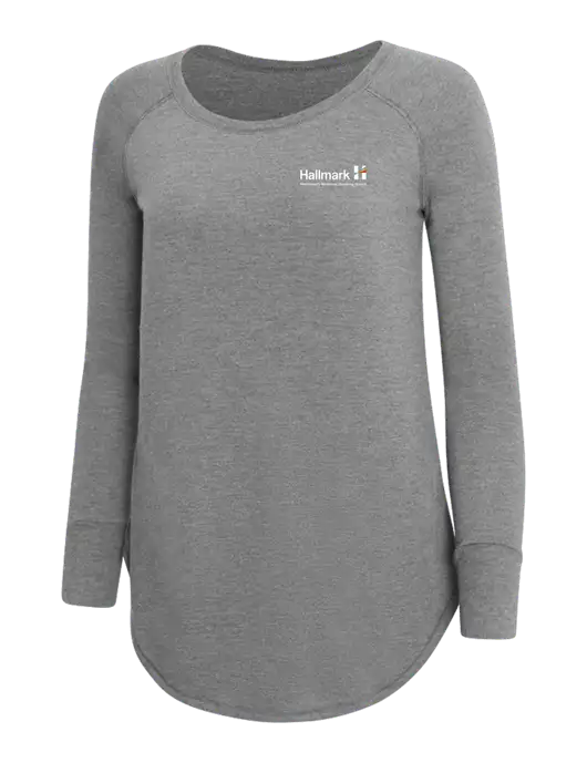 Womens Perfect Wide Collar Tunic Tri-Blend Grey Frost 4.5 oz T-Shirt w/Hallmark Logo