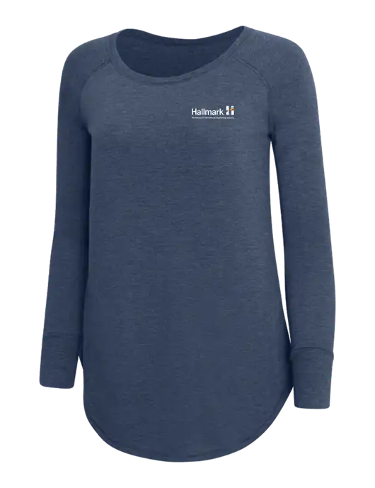Womens Perfect Wide Collar Tunic Tri-Blend Navy Frost 4.5 oz T-Shirt w/Hallmark Logo