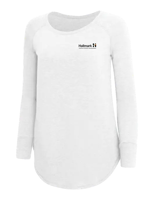 Womens Perfect Wide Collar Tunic Tri-Blend White 4.5 oz T-Shirt w/Hallmark Logo