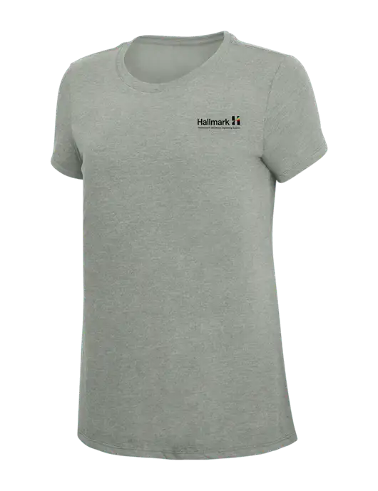 Womens Simply Soft Grey Frost 4.5oz  Poly/Combed Ring Spun Cotton T-Shirt w/Hallmark Logo
