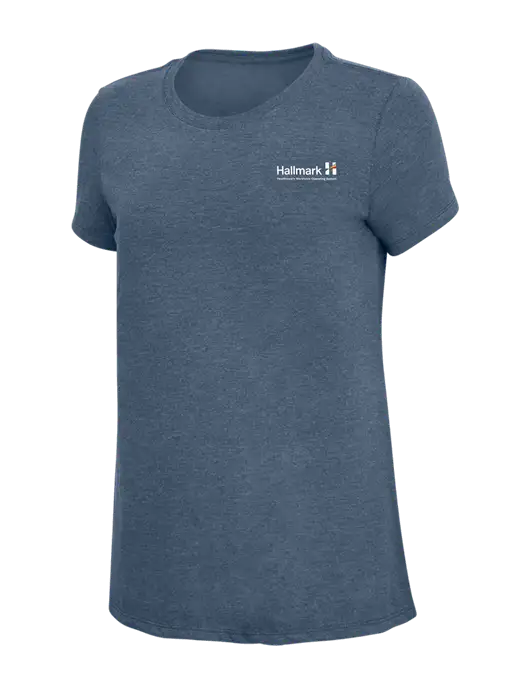 Womens Simply Soft Navy Frost 4.5oz  Poly/Combed Ring Spun Cotton T-Shirt w/Hallmark Logo