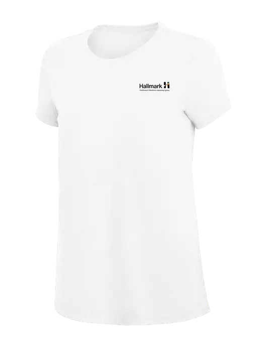 Womens Simply Soft White 4.5oz Poly/Combed Ring Spun Cotton T-Shirt
 w/Hallmark Logo