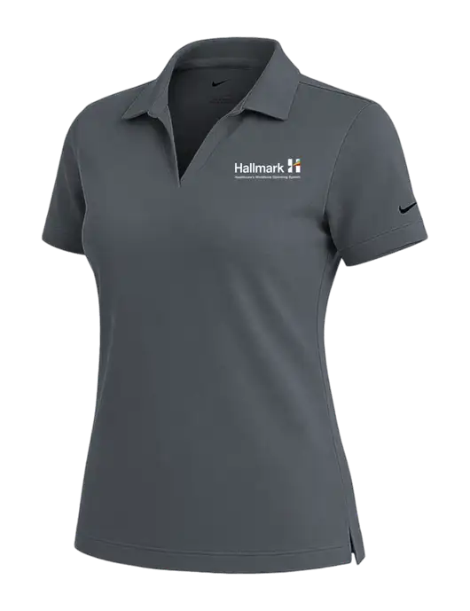 NIKE Dark Grey Womens Dri-Fit Micro Pique Polo w/Hallmark Logo