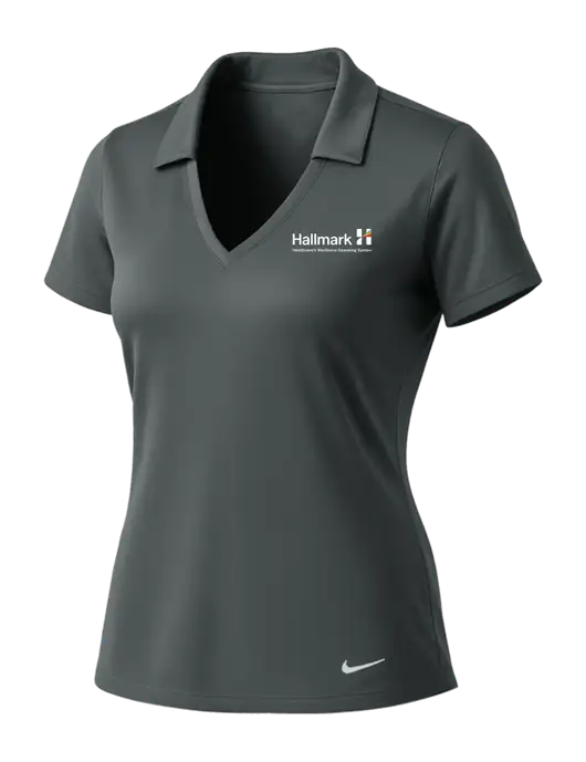 NIKE Dark Grey Womens Dri-Fit Vertical Mesh Polo w/Hallmark Logo