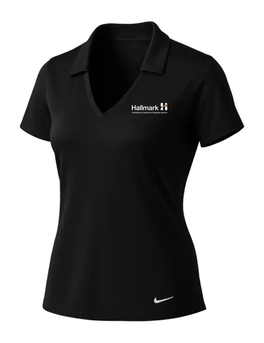 NIKE Black Womens Dri-Fit Vertical Mesh Polo w/Hallmark Logo