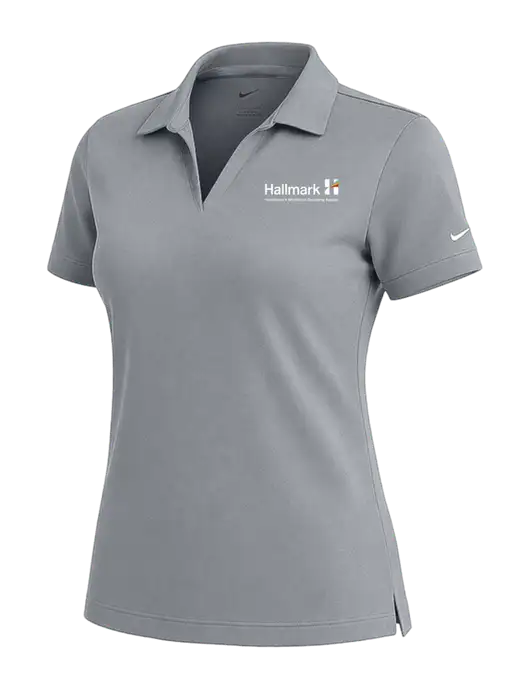 NIKE Medium Grey Womens Dri-Fit Micro Pique Polo w/Hallmark Logo