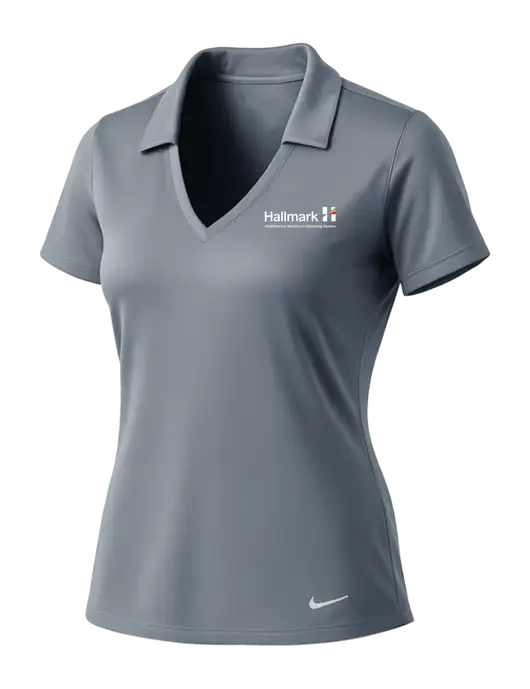 NIKE Medium Grey Womens Dri-Fit Vertical Mesh Polo w/Hallmark Logo