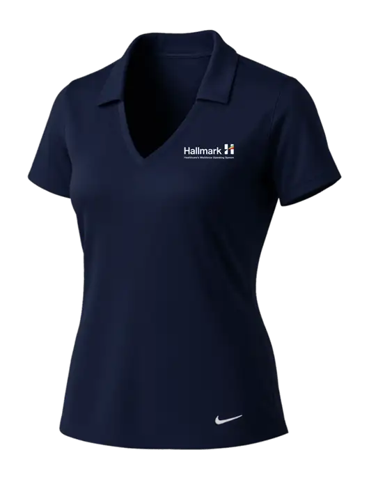 NIKE Dark Navy Womens Dri-Fit Vertical Mesh Polo w/Hallmark Logo