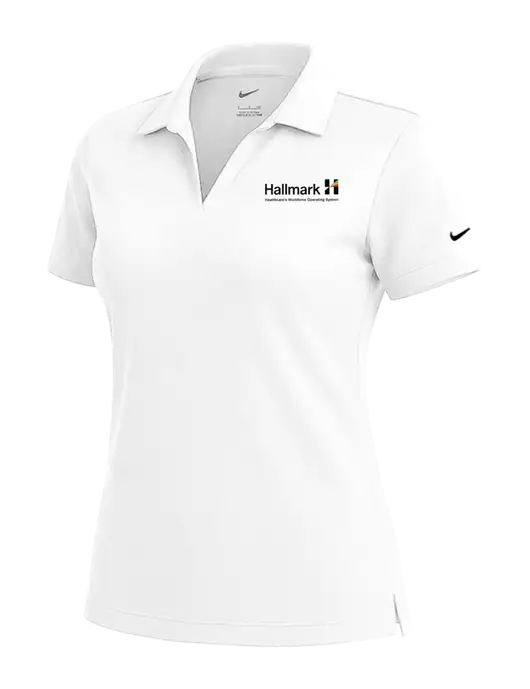 NIKE White Womens Dri-Fit Micro Pique Polo w/Hallmark Logo