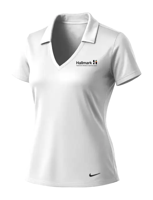 NIKE White Womens Dri-Fit Vertical Mesh Polo w/Hallmark Logo
