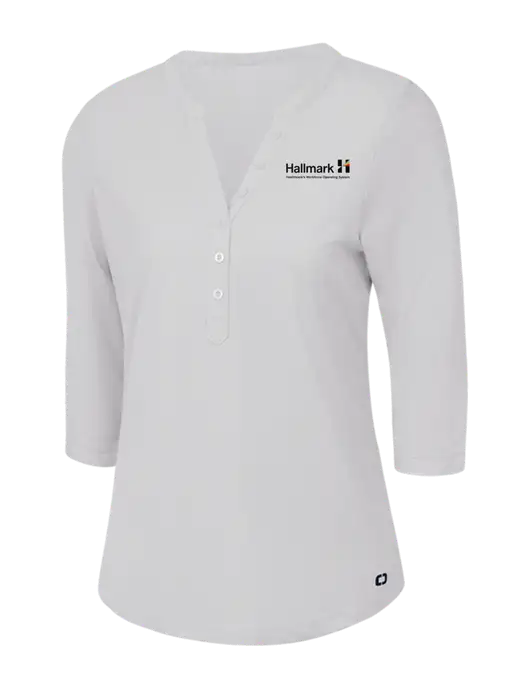 OGIO Bright White Jewel Henley w/Hallmark Logo