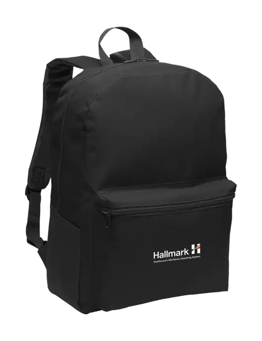 Casual Black Lightweight Laptop Backpack w/Hallmark Logo