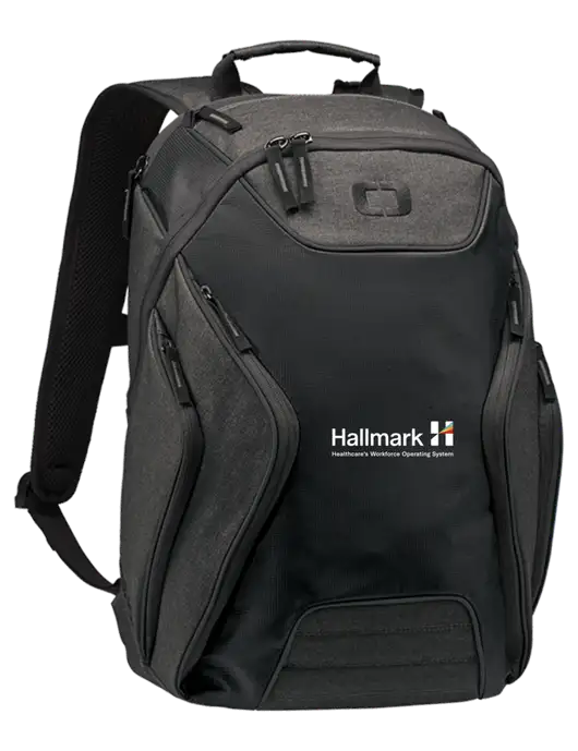 OGIO Black/Heather Grey Hatch Laptop Backpack
 w/Hallmark Logo